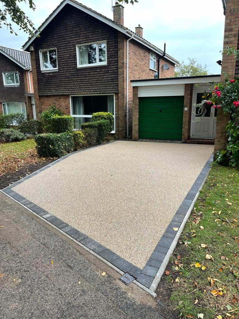 Resin-bound driveway finish installed by LMT Groundworks near Cheltenham